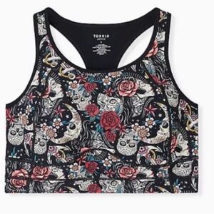 NEW Torrid Black Tattoo Print Racerback Wicking Sports Bra SIZE 1 14-16 NWT